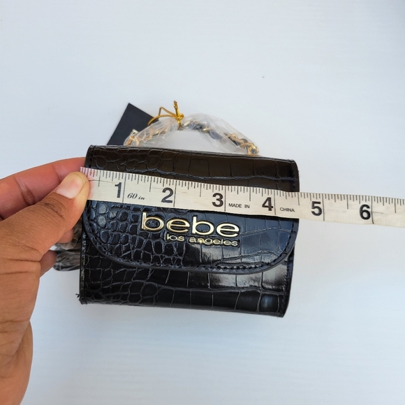 New Bebe Los Angeles Camile Croco Micro Fannypack Black - Picture 11 of 16